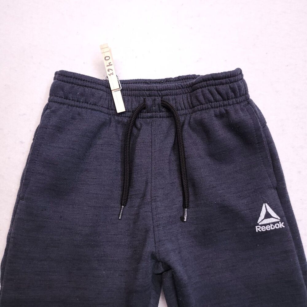 Reebok Athletic Drawstring Running Pants Youth Boys Size 5 Gray Black